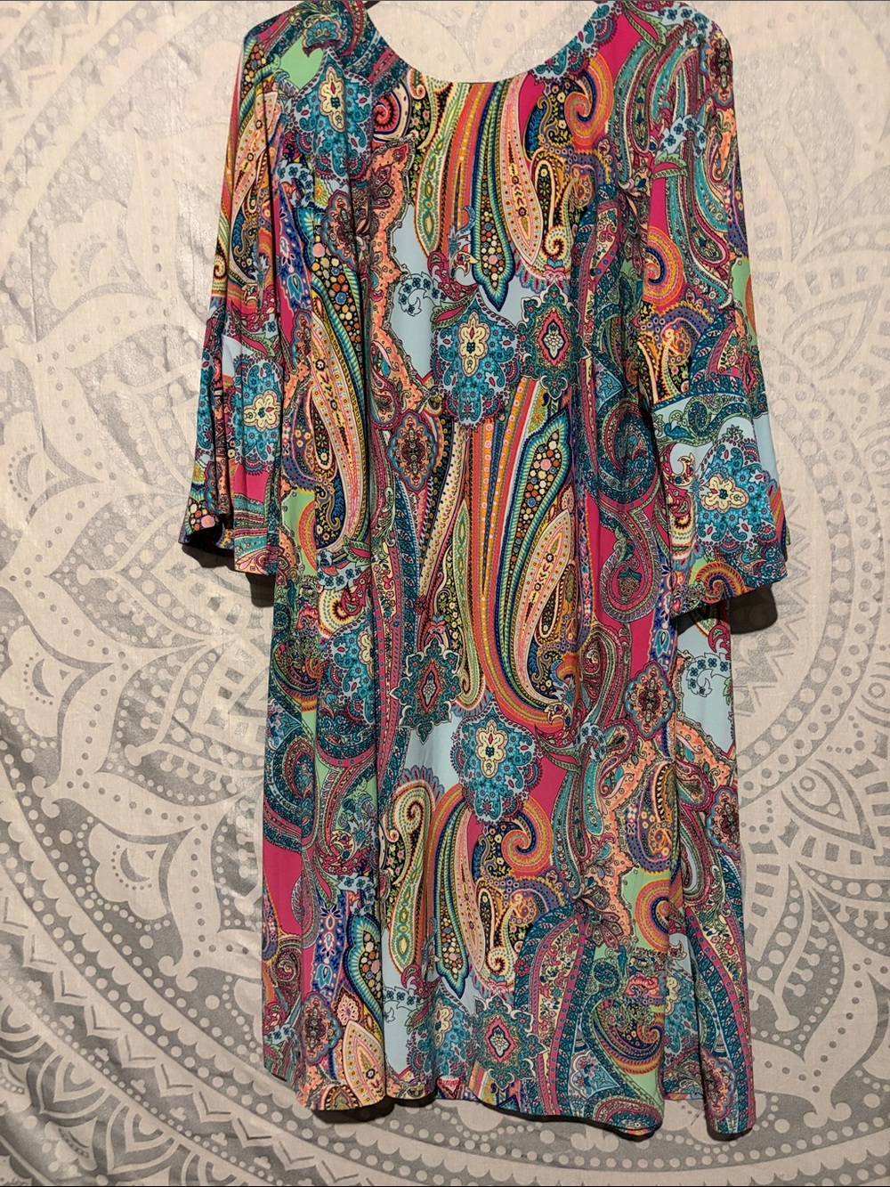 Tommy Hilfiger Paisley Midi Dress in Turquoise, Pink & Gold